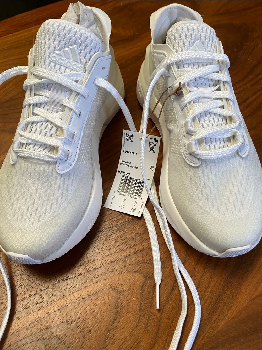 adidas youth White Mesh Running Sneakers